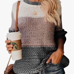 Color block Crew Neck Sweater